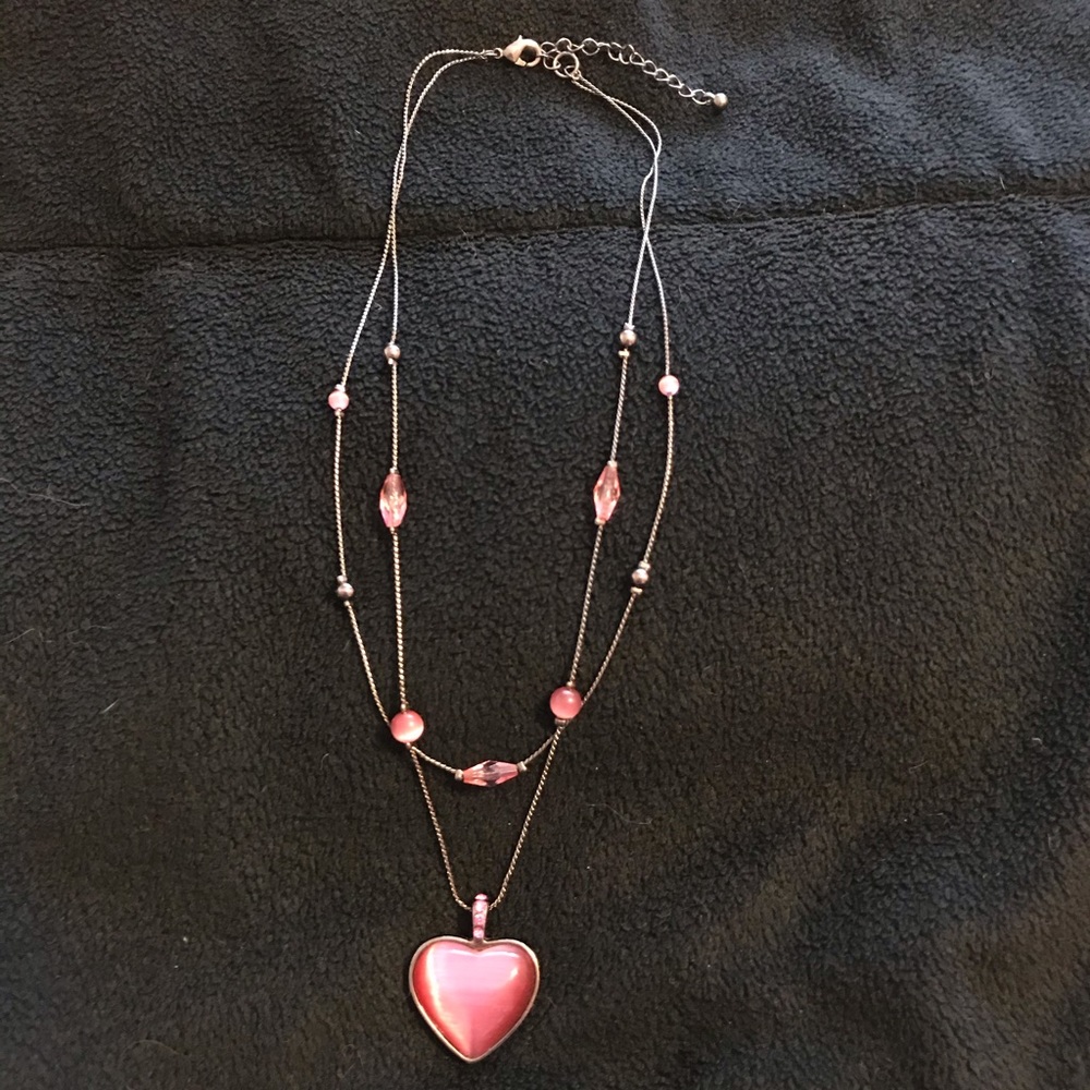 Mauve/pink heart necklace